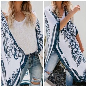 NEW‼️RESTOCK ‼️WHITE NAVY DUSTER - kimono